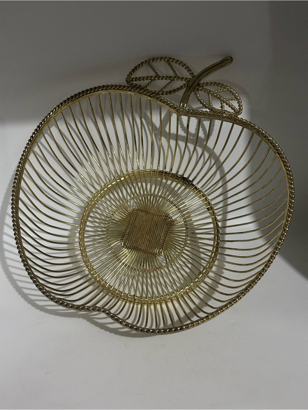 Gold tone vintage Wire Apple-Shaped Decorative Basket